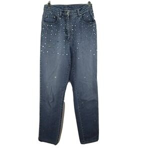 Vintage Newport News Jeans Bling Rhinestones Tapered Leg Size 6 High Waist 80's